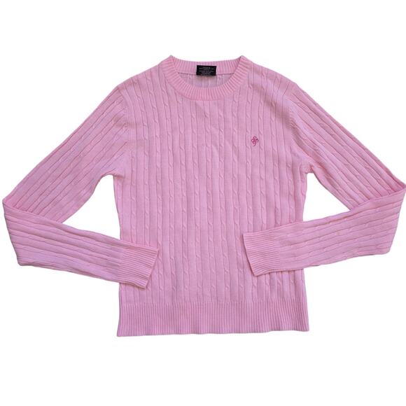 Vintage Southpole Pink Cable Knit Sweater sz Large Y2K 2000s Crewneck Preppy - Picture 1 of 6